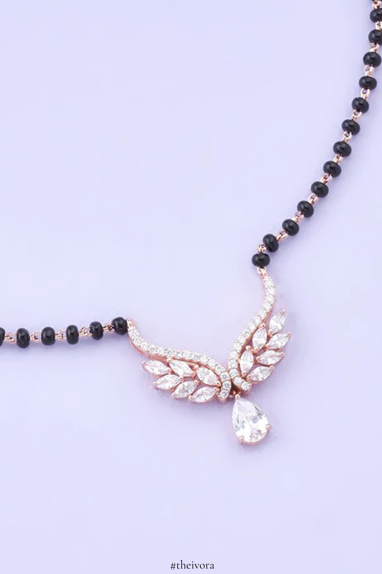 Gold-Plated White & Black Stone-Studded & Beaded Mangalsutra