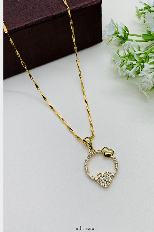 Movable Stone Heart Shape Necklace